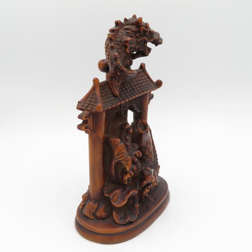 261 - Carved wood Chinese figure - slight damage to one corner - 155mm high - very fine detail