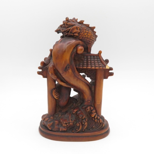 261 - Carved wood Chinese figure - slight damage to one corner - 155mm high - very fine detail