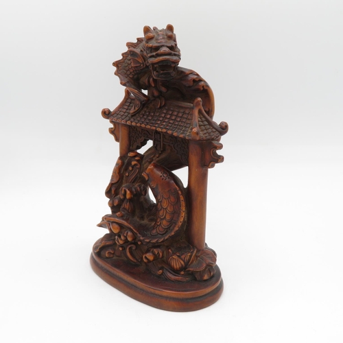 261 - Carved wood Chinese figure - slight damage to one corner - 155mm high - very fine detail