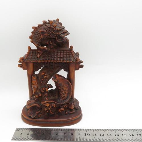 261 - Carved wood Chinese figure - slight damage to one corner - 155mm high - very fine detail