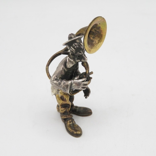 264 - Fully HM silver Tuba player with gold plating  52.4g  60mm high