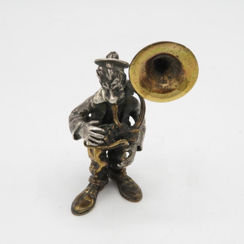 264 - Fully HM silver Tuba player with gold plating  52.4g  60mm high