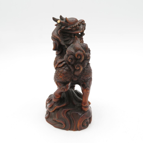 269 - Fruitwood oriental Fu dog with incredible carved detail - slight damage to one horn - see photos 100... 