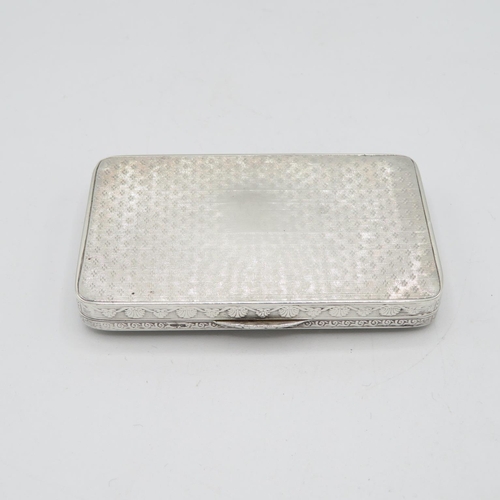 276 - Silver and agate snuff box with full HM no damage to agate, black enamel border  103.8g  85mm long