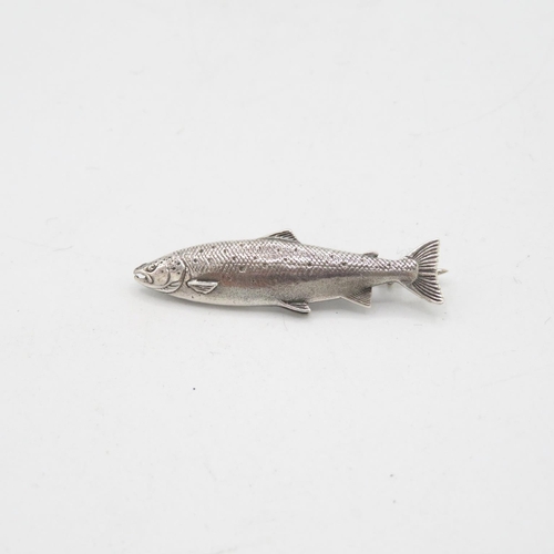 278 - Silver HM salmon lapel badge  40mm long  6.2g