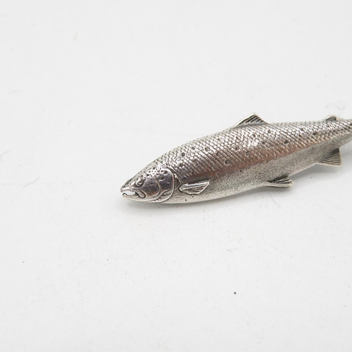 278 - Silver HM salmon lapel badge  40mm long  6.2g