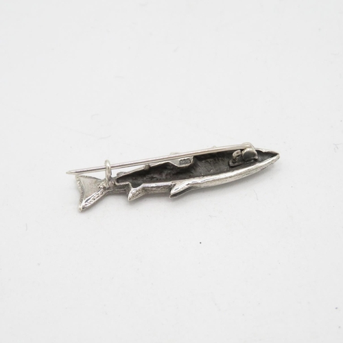 278 - Silver HM salmon lapel badge  40mm long  6.2g