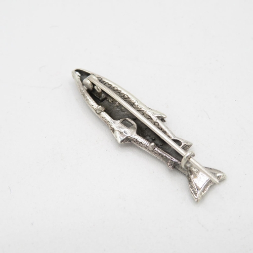 278 - Silver HM salmon lapel badge  40mm long  6.2g