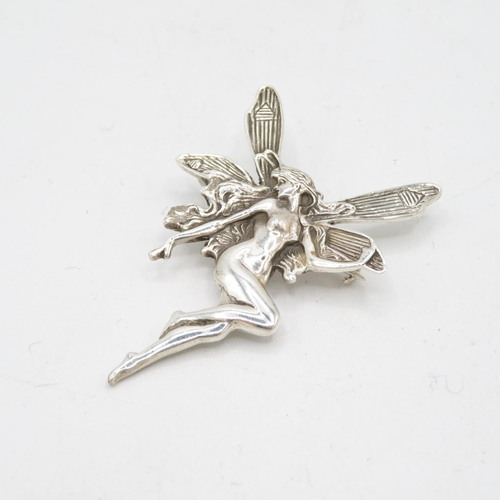 279 - Art Deco HM silver style fairy brooch 55mm long   8.3g good condition