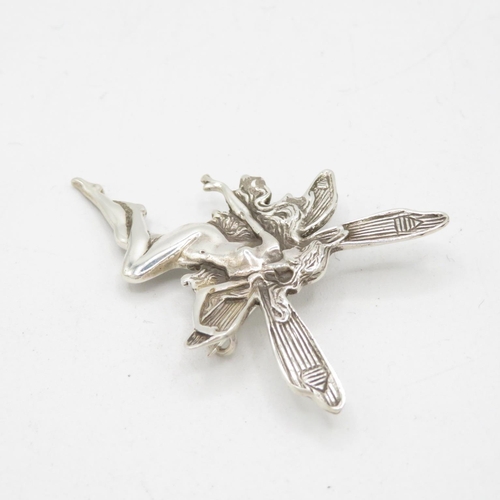 279 - Art Deco HM silver style fairy brooch 55mm long   8.3g good condition