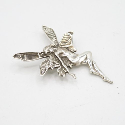 279 - Art Deco HM silver style fairy brooch 55mm long   8.3g good condition