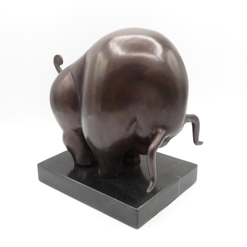 282 - Bronze cast Dali bull  1.7kg  with marble base  7