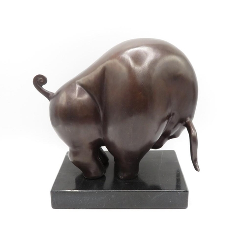 282 - Bronze cast Dali bull  1.7kg  with marble base  7