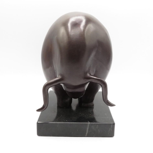 282 - Bronze cast Dali bull  1.7kg  with marble base  7