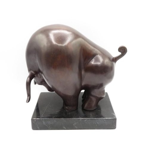 282 - Bronze cast Dali bull  1.7kg  with marble base  7