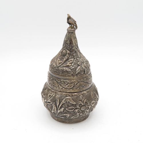 283 - Coin silver Asian incense pot  142.3g  130mm long