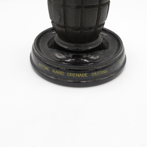 286 - Original actual hand grenade casting as used by the Allies 1915 Memento of The Great War Inkwell on ... 