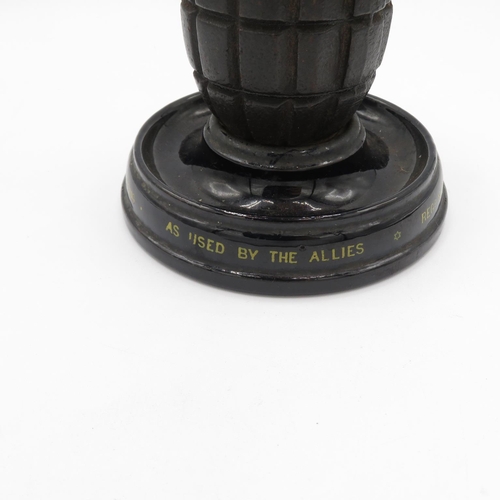 286 - Original actual hand grenade casting as used by the Allies 1915 Memento of The Great War Inkwell on ... 