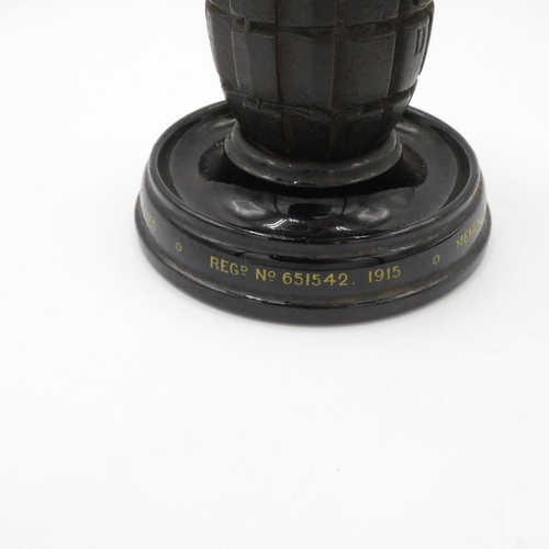 286 - Original actual hand grenade casting as used by the Allies 1915 Memento of The Great War Inkwell on ... 