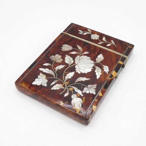 290 - Mother of Pearl and Tortoiseshell card case  110mm x 80mm