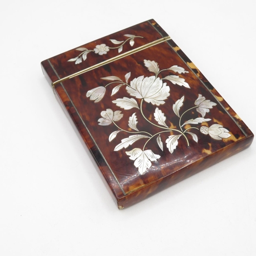 290 - Mother of Pearl and Tortoiseshell card case  110mm x 80mm