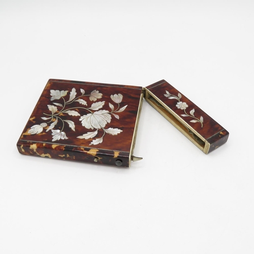 290 - Mother of Pearl and Tortoiseshell card case  110mm x 80mm