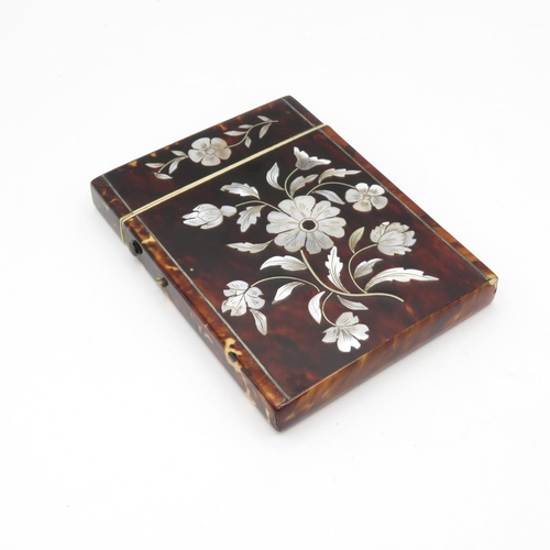 290 - Mother of Pearl and Tortoiseshell card case  110mm x 80mm