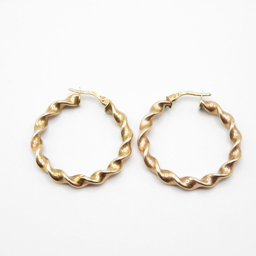 41 - 9ct gold large twisted hoop earrings  2.1g
