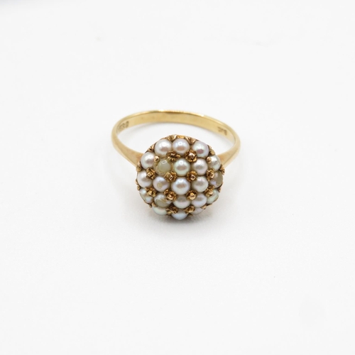 43 - 9ct gold and seed pearl ring size I  2.7g