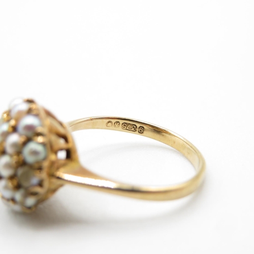 43 - 9ct gold and seed pearl ring size I  2.7g