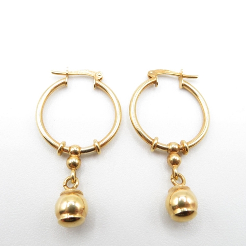 46 - 9ct gold hoop and drop earrings  3g