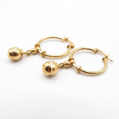 46 - 9ct gold hoop and drop earrings  3g