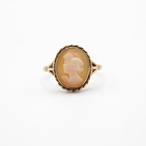 49 - 9ct gold Cameo ring size Q  2.5g