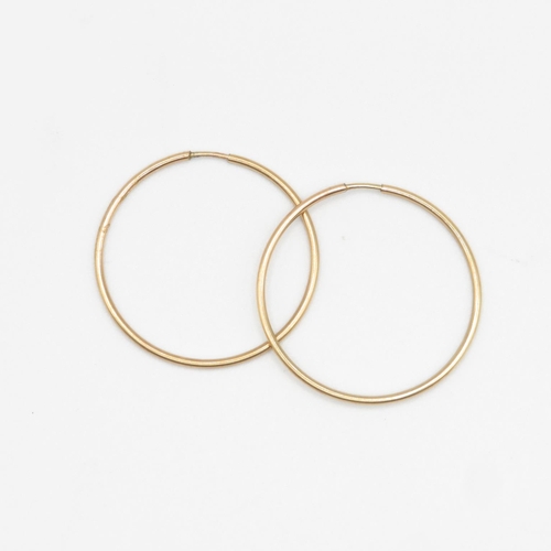 5 - 9ct gold Hoop earrings 30mm diameter  1.3g