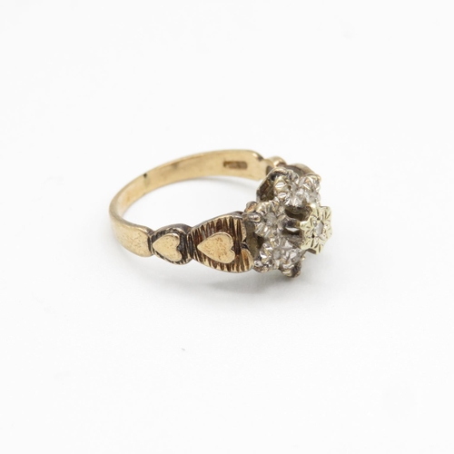 63 - 9ct gold and diamond ring size M  3.7g