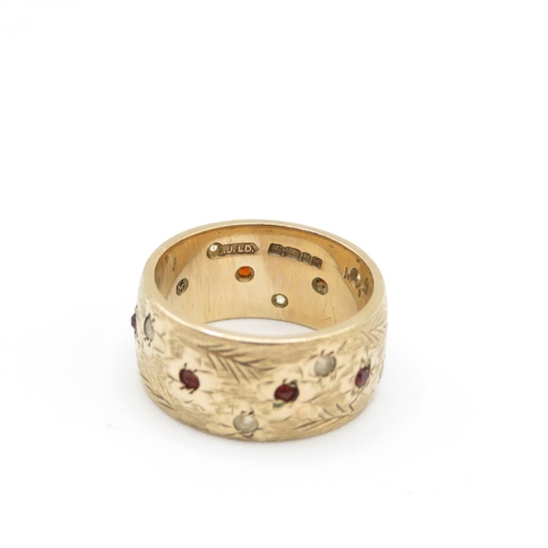 7 - 9ct gold ring with rubies and diamonds size O  8.5g