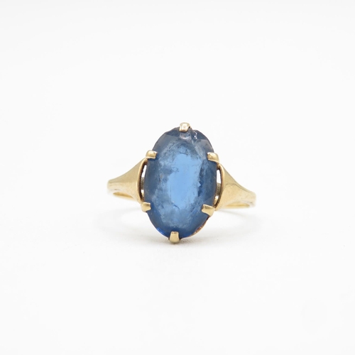 75 - 9ct gold and blue paste stone ring size L  1.9g