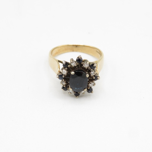 77 - 9ct gold, sapphire and diamond ring size K  4.2g