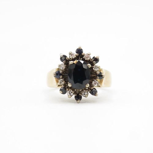 77 - 9ct gold, sapphire and diamond ring size K  4.2g