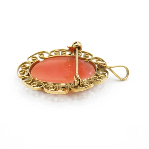 80 - 9ct gold Cameo brooch  34mm long  6g