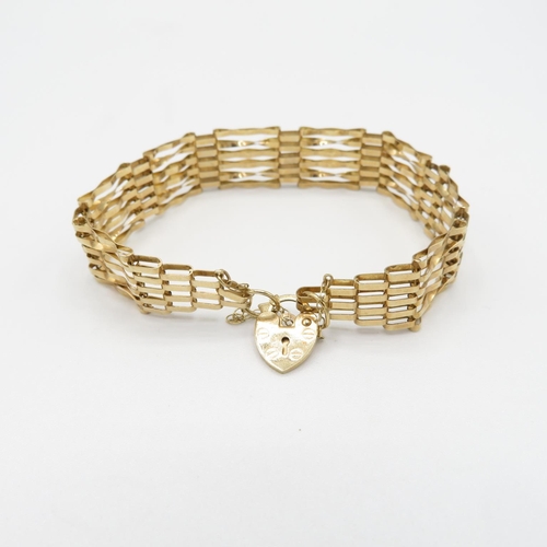 85 - 9ct gold 6 bar bracelet and lock 18cm long  6.5g