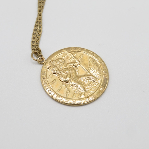 9 - 9ct gold St. Christopher pendant and chain 50cm long  4g