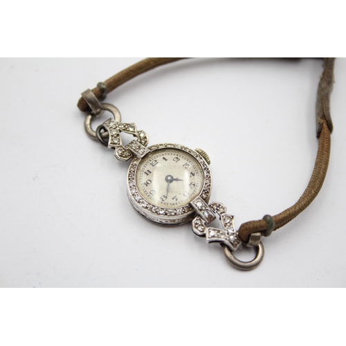 234 - Antique Ladies Platinum & Diamond Art Deco Cocktail WRISTWATCH Hand-Wind WORKING