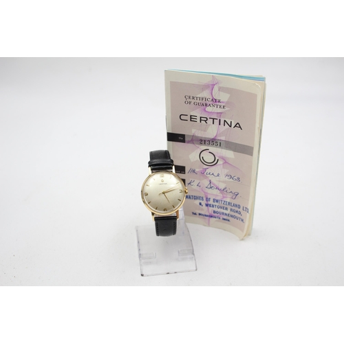 235 - Vintage Gents CERTINA 9ct Gold Cased WRISTWATCH Hand-Wind WORKING