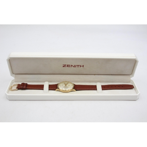 237 - Vintage Gents ZENITH 9ct Gold Cased WRISTWATCH Hand-Wind WORKING Boxed