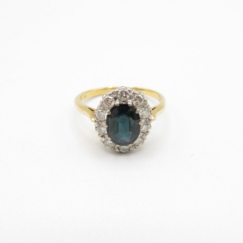 145 - 18ct gold, sapphire and diamond ring size Q  4.6g