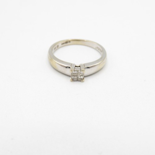 146 - 18ct white gold and diamond size N  3g