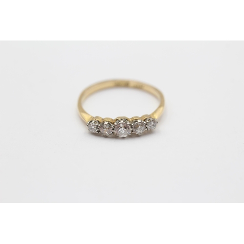 103 - 18ct Gold Old Cut Diamond Five Stone Ring (2.3g) Size P