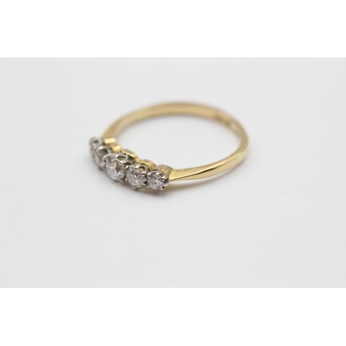 103 - 18ct Gold Old Cut Diamond Five Stone Ring (2.3g) Size P