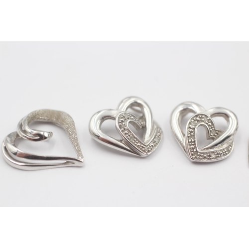 122 - 4x 9ct White Gold Heart Frame Pendants Inc. Diamond (3.6g)